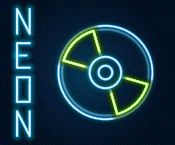 Világító Neon Vonal Vagy Dvd Lemez Ikon Elszigetelt Fekete Alapon — Stock Vector