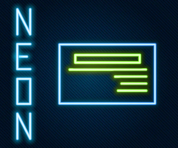 Ragyogó Neon Vonal Látogatókártya Névjegykártya Ikon Elszigetelt Fekete Alapon Vállalati — Stock Vector