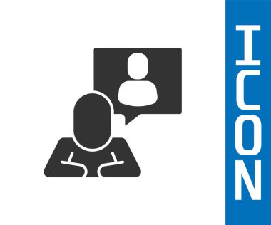 Gri başlı av ikonu beyaz arka planda izole edildi. İş hedefi ya da İstihdam tabelası. İş için insan kaynakları ve adam toplama. Vektör.