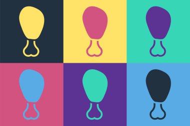 Pop art Tavuk budu ikonu renk arkaplanında izole edildi. Tavuk budu. Vektör.