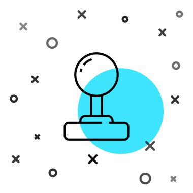 Atari makinesi simgesi için siyah çizgi Joystick beyaz arkaplanda izole edildi. Joystick oyun alanı. Rastgele dinamik şekiller. Vektör.