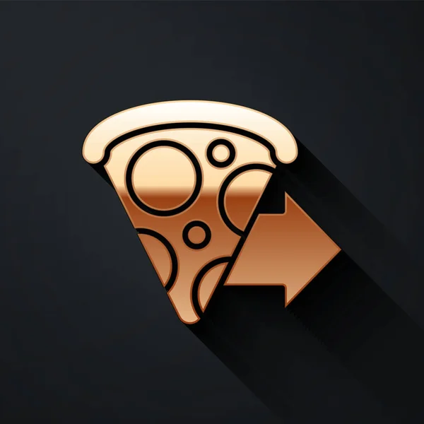 Gold Online Icono Pedido Entrega Rápida Pizza Aislado Sobre Fondo — Vector de stock