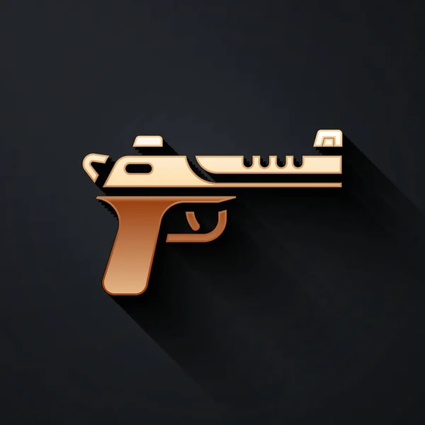 Золота Пістолет Кулемет Пустелі Ізольовано Чорному Тлі Довгий Стиль Тіней — стоковий вектор