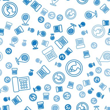 Satır Telefon, Hesap Ekranı, Konum ve Posta ve e-postayı pürüzsüz desen üzerine ayarla. Vektör.