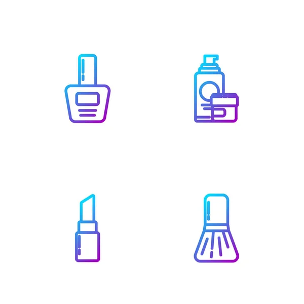 Набор Линии Макияж Щетка Помада Бутылка Лак Ногтей Крем Лосьон — стоковый вектор