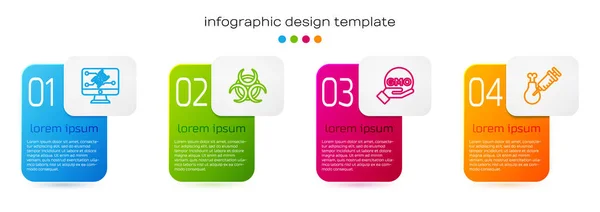 Set Line Genetische Modificatie Biohazard Symbool Gmo Ggo Onderzoek Kip — Stockvector