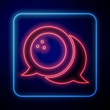 Parlayan neon bovling topu simgesi siyah arkaplanda izole edildi. Spor malzemeleri. Vektör.
