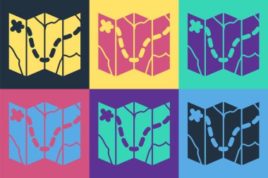 Pop Art Golf kursu düzenleme simgesi renk arkaplanında izole edildi. Vektör.