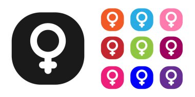 Siyah Venüs simgesi beyaz arkaplanda izole edilmiş. Astroloji, numeroloji, yıldız falı, astronomi. Simgeleri renklendirin. Vektör.