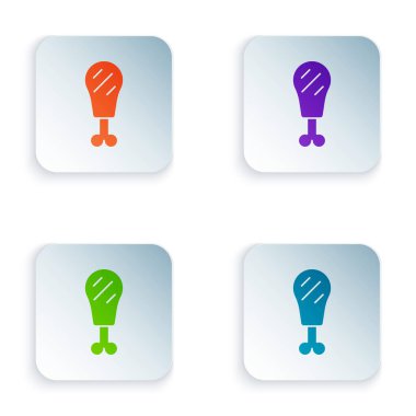 Yeşil ve siyah tavuk bacak ikonu bej arka planda izole edilmiş pürüzsüz desen. Tavuk budu. Vektör.