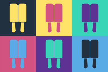Arkaplanda izole edilmiş çubuk ikonlu Pop Art Dondurma. Güzel sembol. Vektör.