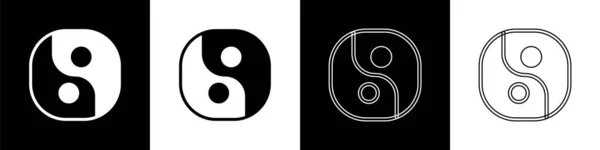 Conjunto Yin Yang Símbolo Armonía Equilibrio Icono Aislado Sobre Fondo — Vector de stock