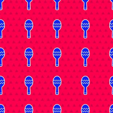 Mavi Marakas simgesi kırmızı arkaplanda izole edilmiş. Meksika müzik enstrümanı. Vektör.