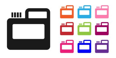 Siyah boya, guaj, kavanoz, beyaz arka planda izole edilmiş boya ikonu. Simgeleri renklendirin. Vektör.