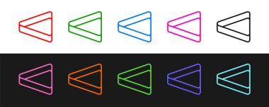 Siyah ve beyaz arkaplanda izole edilmiş çizgi bilardo üçgeni simgesi. Vektör.