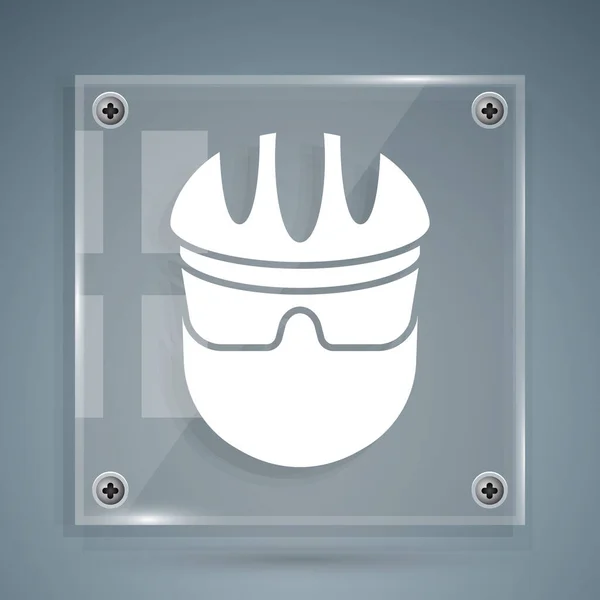 Icono Casco Bici Blanco Aislado Sobre Fondo Gris Deporte Extremo — Vector de stock