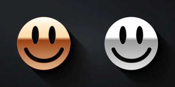 Oro Plata Icono Cara Sonrisa Aislado Sobre Fondo Negro Emoticono — Archivo Imágenes Vectoriales