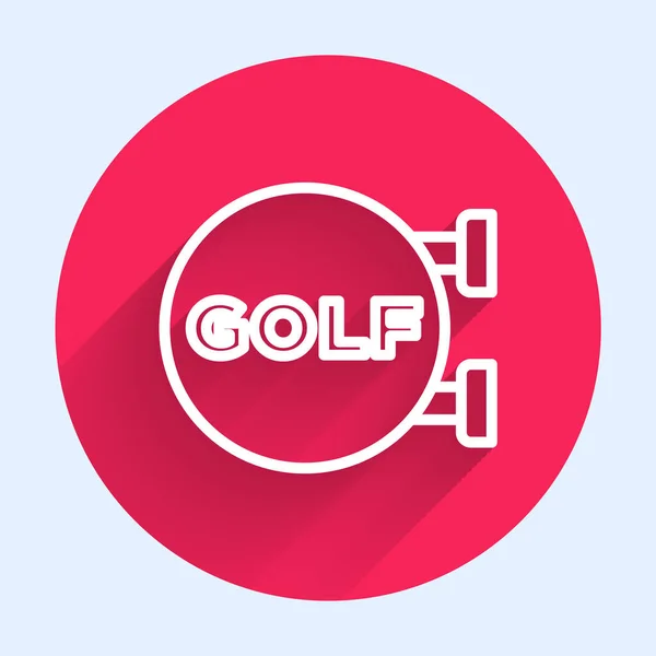 Witte Lijn Golf Sport Club Icoon Geïsoleerd Met Lange Schaduw — Stockvector