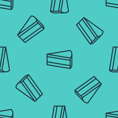 Kek simgesinin siyah çizgisi yeşil arka planda izole edilmiş pürüzsüz desen. Doğum günün kutlu olsun. Vektör.