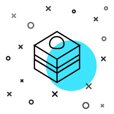 Siyah çizgi çikolatalı kek ikonu beyaz arka planda izole edilmiş. Rastgele dinamik şekiller. Vektör.