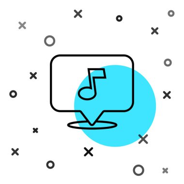 Siyah çizgi müzik notası, ton simgesi beyaz arkaplanda izole edilmiş. Rastgele dinamik şekiller. Vektör.