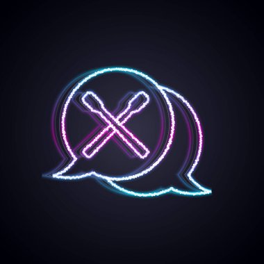 Parlayan neon hattı Drum çubukları simgesi siyah arkaplanda izole edildi. Müzik aleti. Vektör.