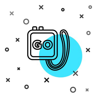 Siyah çizgi Stopwatch simgesi beyaz arkaplanda izole edildi. Zaman göstergesi. Kronometre işareti. Rastgele dinamik şekiller. Vektör.