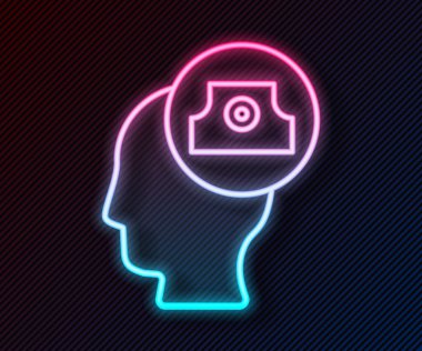 Parlayan neon hattı spreyi siyah arkaplanda izole edilmiş başlık simgesini temizleyebilir. Vektör.