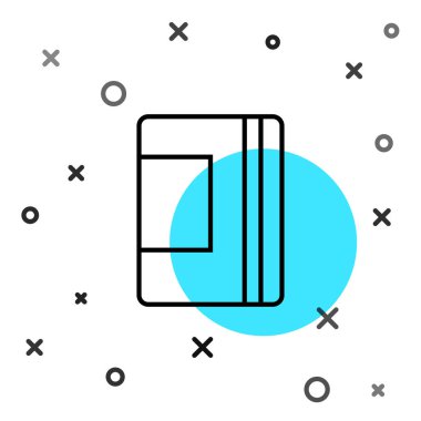 Siyah çizgi Not Defteri simgesi beyaz arkaplanda izole edildi. Spiral not defteri simgesi. Okul defteri. Yazı tahtası. Okul günlüğü. Rastgele dinamik şekiller. Vektör.