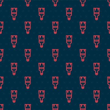 Kırmızı çizgi fırça simgesi siyah arkaplanda izole edilmiş pürüzsüz desen. Vektör.