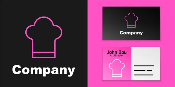 Roze Lijn Chef Hoed Pictogram Geïsoleerd Zwarte Achtergrond Koken Symbool — Stockvector
