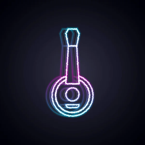 Glowing Neon Line Banjo Icon Isolated Black Background Musical Instrument — Stock Vector