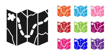 Beyaz arkaplanda siyah golf sahası ikonu izole edildi. Simgeleri renklendirin. Vektör.