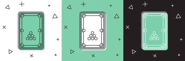 Définir Icône Table Billard Isolé Sur Fond Blanc Vert Noir — Image vectorielle