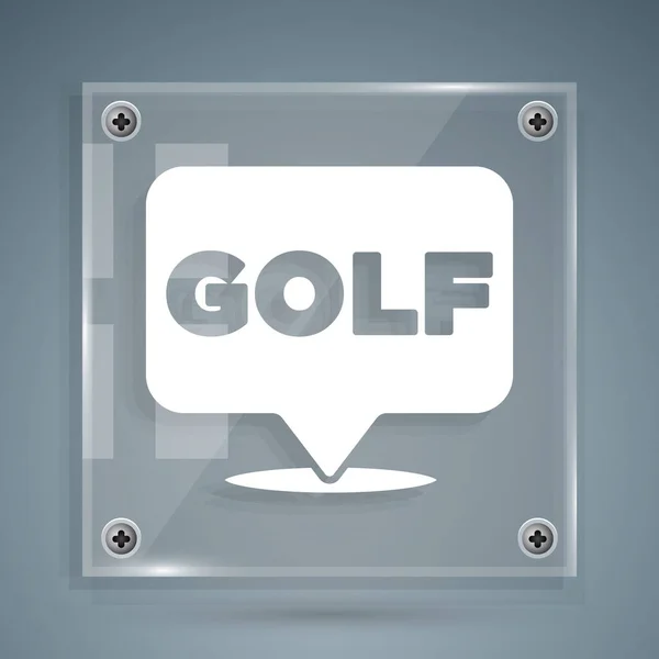 Λευκό Εικονίδιο Ετικέτα Golf Απομονώνονται Γκρι Φόντο Τετράγωνα Γυάλινα Πάνελ — Διανυσματικό Αρχείο