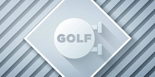 Corte Papel Golf Sport Club Icono Aislado Sobre Fondo Gris — Vector de stock