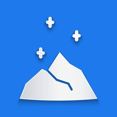 Kağıt kesiği Sihirli toz ikonu mavi arkaplanda izole edilmiş. Kağıt sanatı tarzı. Vektör.