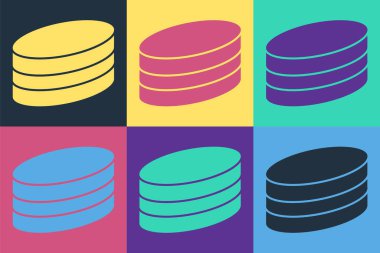 Pop Art Brownie çikolatalı kek ikonu. Renkli arka planda izole edilmiş. Vektör.