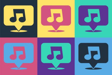 Pop Art Müzik Notası, ton simgesi renk arkaplanında izole. Vektör.