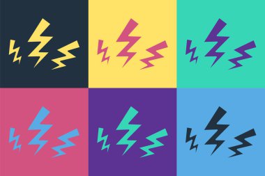 Pop sanat simgesi Zeus renk arkaplanında izole edildi. Yunan tanrısı. Şimşek Tanrısı. Vektör.