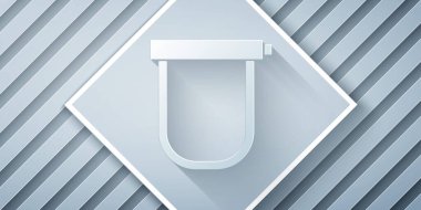 Kağıt kesiği bisiklet kilidi. Gri arka planda izole edilmiş sanayi simgesi. Kağıt sanatı tarzı. Vektör.