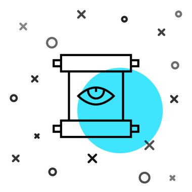 Siyah çizgi Eskiler 'in sihirli parşömeninde simya tarifleri, mistik büyüler ve beyaz arka planda izole edilmiş büyü simgeleri var. Rastgele dinamik şekiller. Vektör.