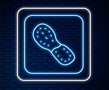 Parlayan neon çizgisi insan ayak izleri. Duvarın arkasında izole edilmiş ayakkabı ikonu. Ayakkabı tabanı. Vektör.