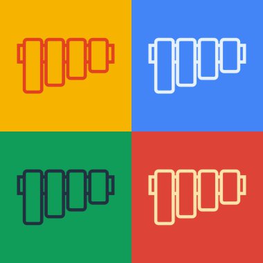 Pop Art Line Pan flüt simgesi renk arkaplanında izole edildi. Geleneksel Peru müzik aleti. Peru, Bolivya ve Meksika 'dan halk enstrümanı. Vektör.