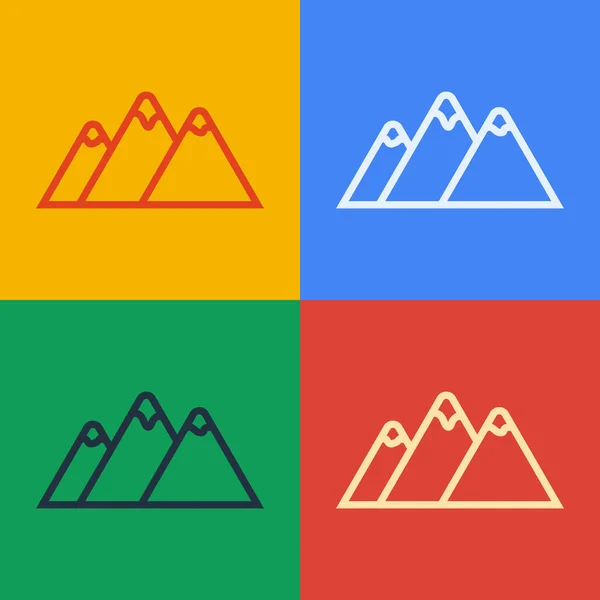 波普艺术线山脉图标孤立在色彩背景上 胜利或成功的象征 — 图库矢量图片