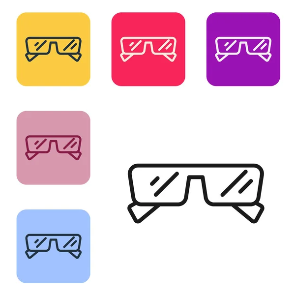 Black Line Glasses Icon Isolated White Background Eyeglass Frame Symbol — Stock Vector