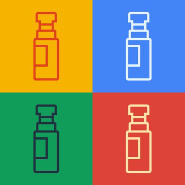 Pop sanat çizgisi İşaretleyici simgesi renk arkaplanında izole edildi. Vektör.