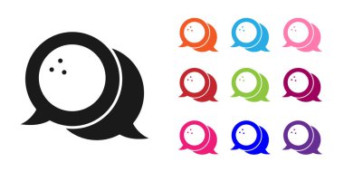 Beyaz arkaplanda siyah bowling topu simgesi izole edildi. Spor malzemeleri. Simgeleri renklendirin. Vektör.