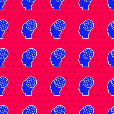 Mavi Golf topu ikonu kırmızı zeminde izole edilmiş pürüzsüz desen. Vektör.