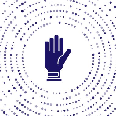 Beyaz arkaplanda mavi golf eldiveni simgesi izole edildi. Spor malzemeleri. Spor üniforması. Soyut çember rastgele noktalar. Vektör.